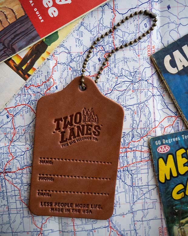 TWO LANES LEATHER LUGGAGE TAG
