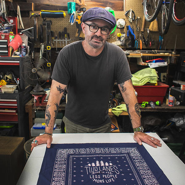 INSIDE THE SHED WHERE TWO LANES BANDANAS ARE MADE