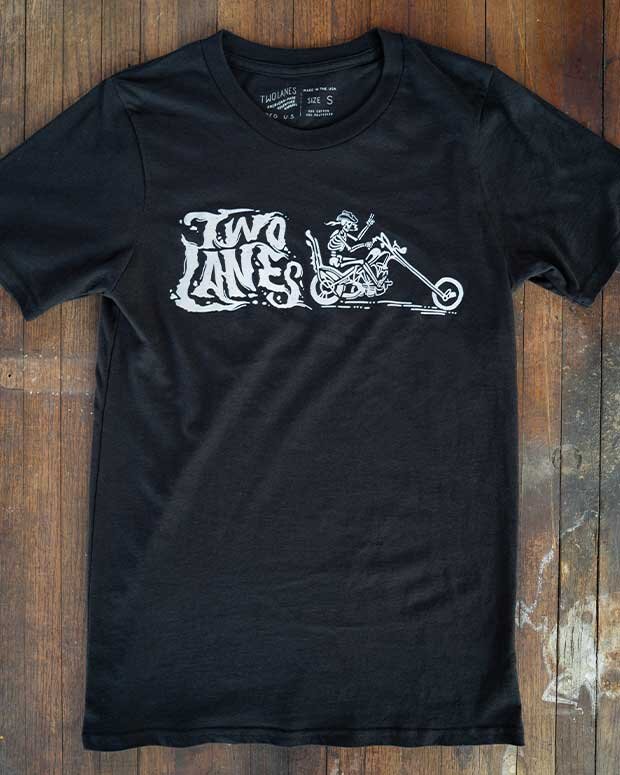 TWO LANES SKELETON CHOPPER TEE