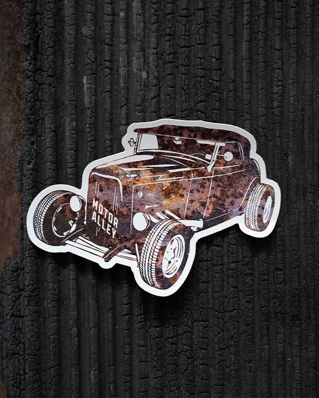 Columbia Motor Alley Rusty Sticker | Antique Archaeology