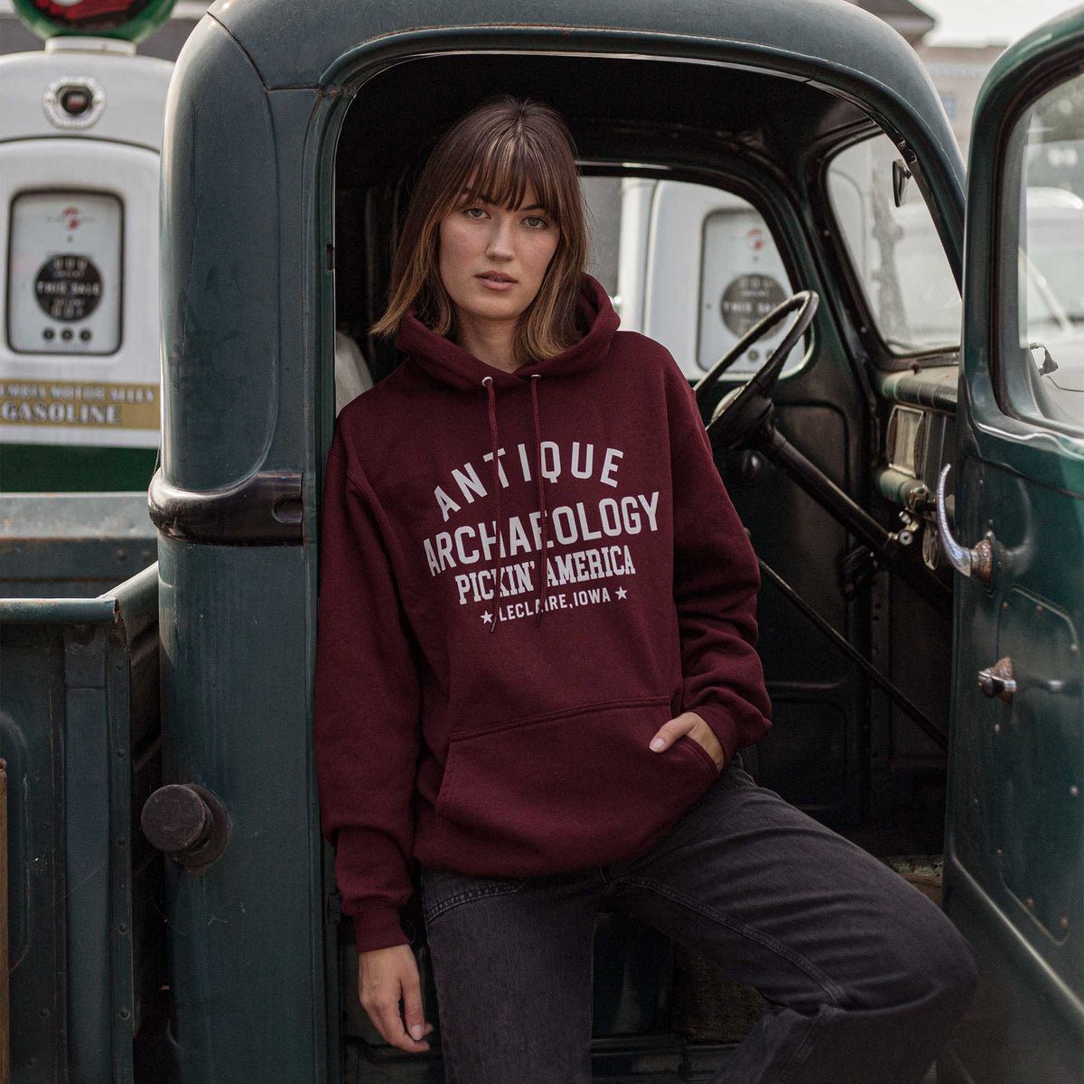 Antique Archaeology Maroon Hoodie