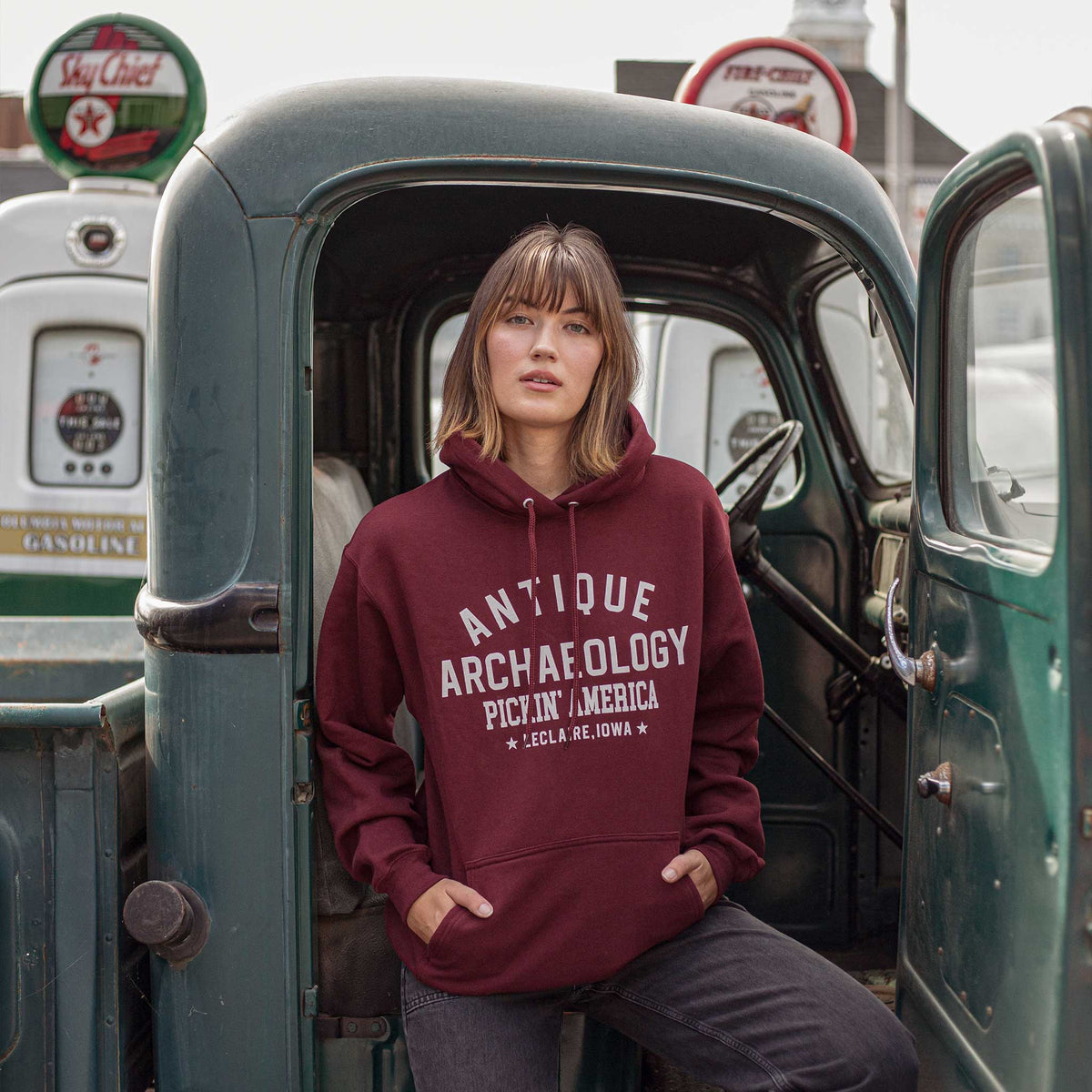 Antique Archaeology Maroon Hoodie