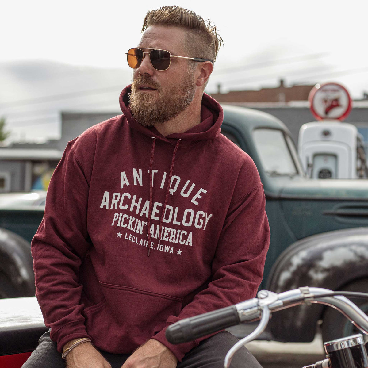 Antique Archaeology Maroon Hoodie
