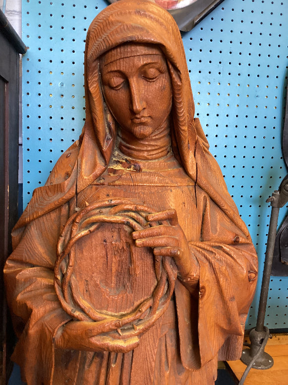 St. Catherine Wooden Sculpture | Antique Archaeology