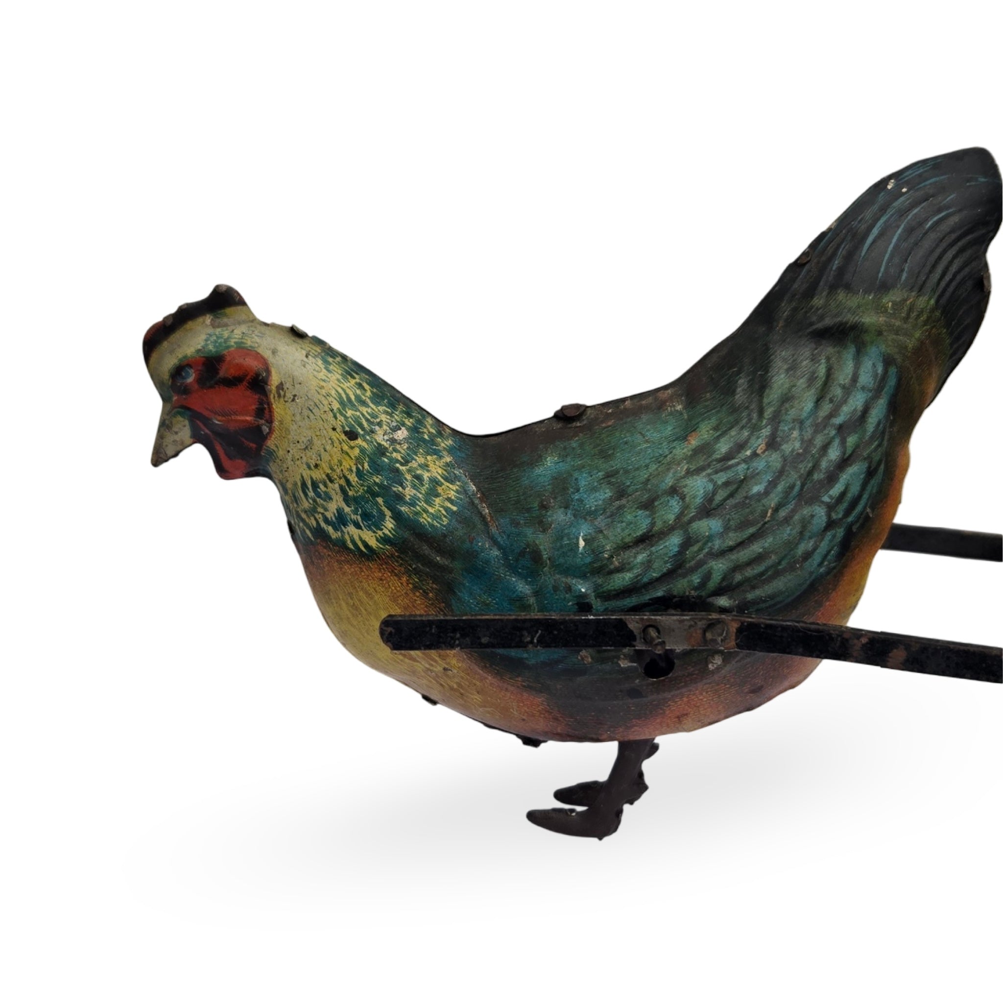 Chicken and Cart Tin Litho Toy