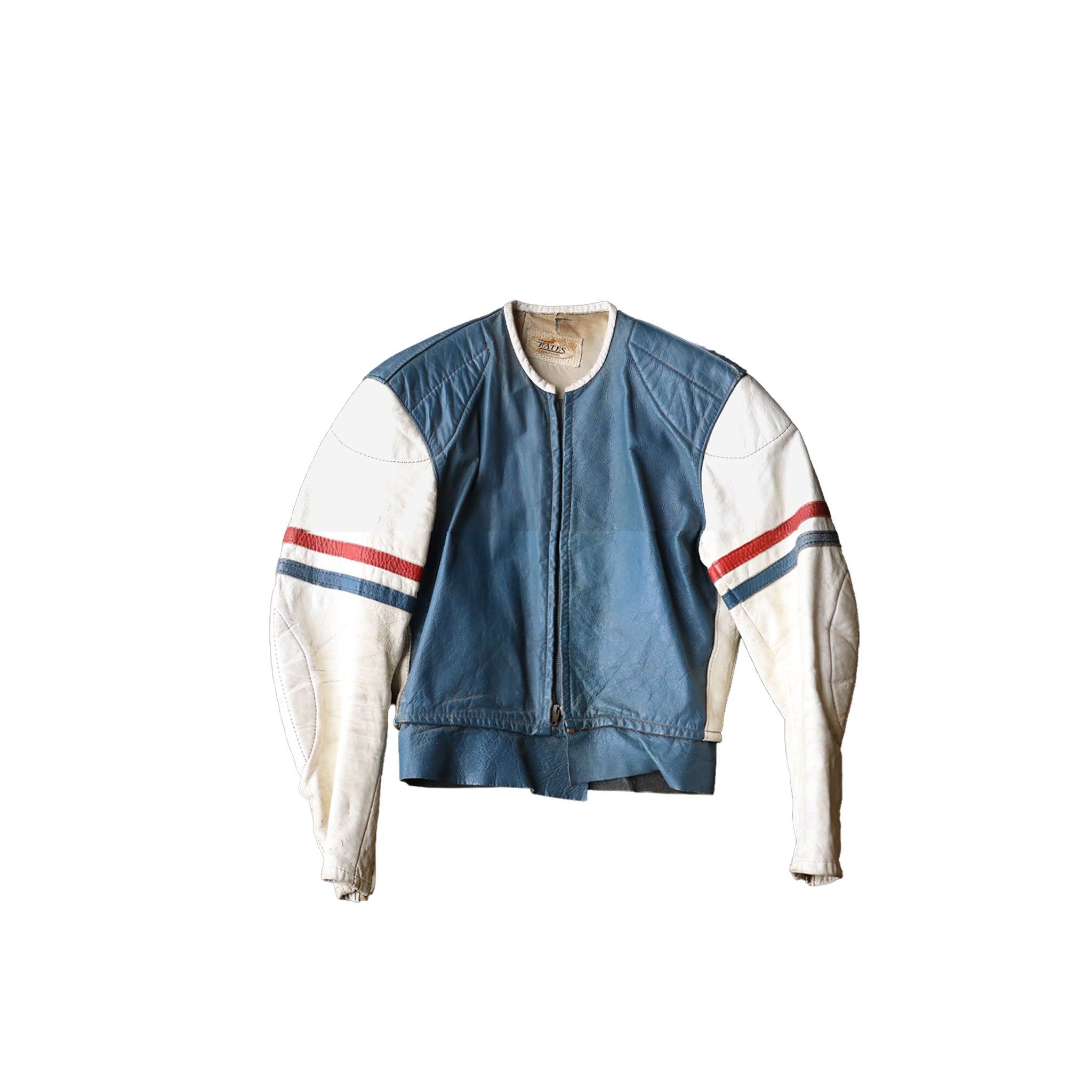 Blue and White Bates Racing Leather Set