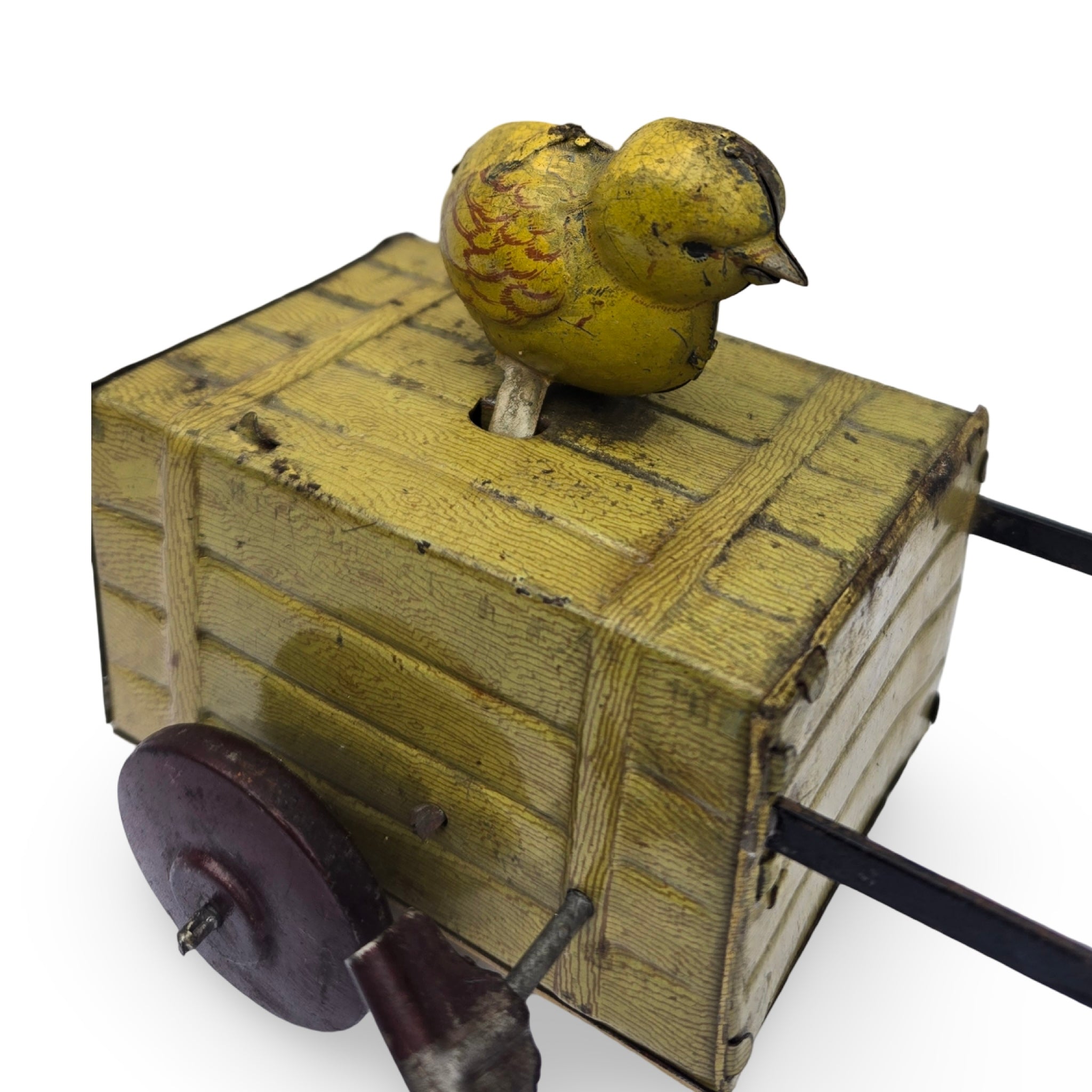 Chicken and Cart Tin Litho Toy