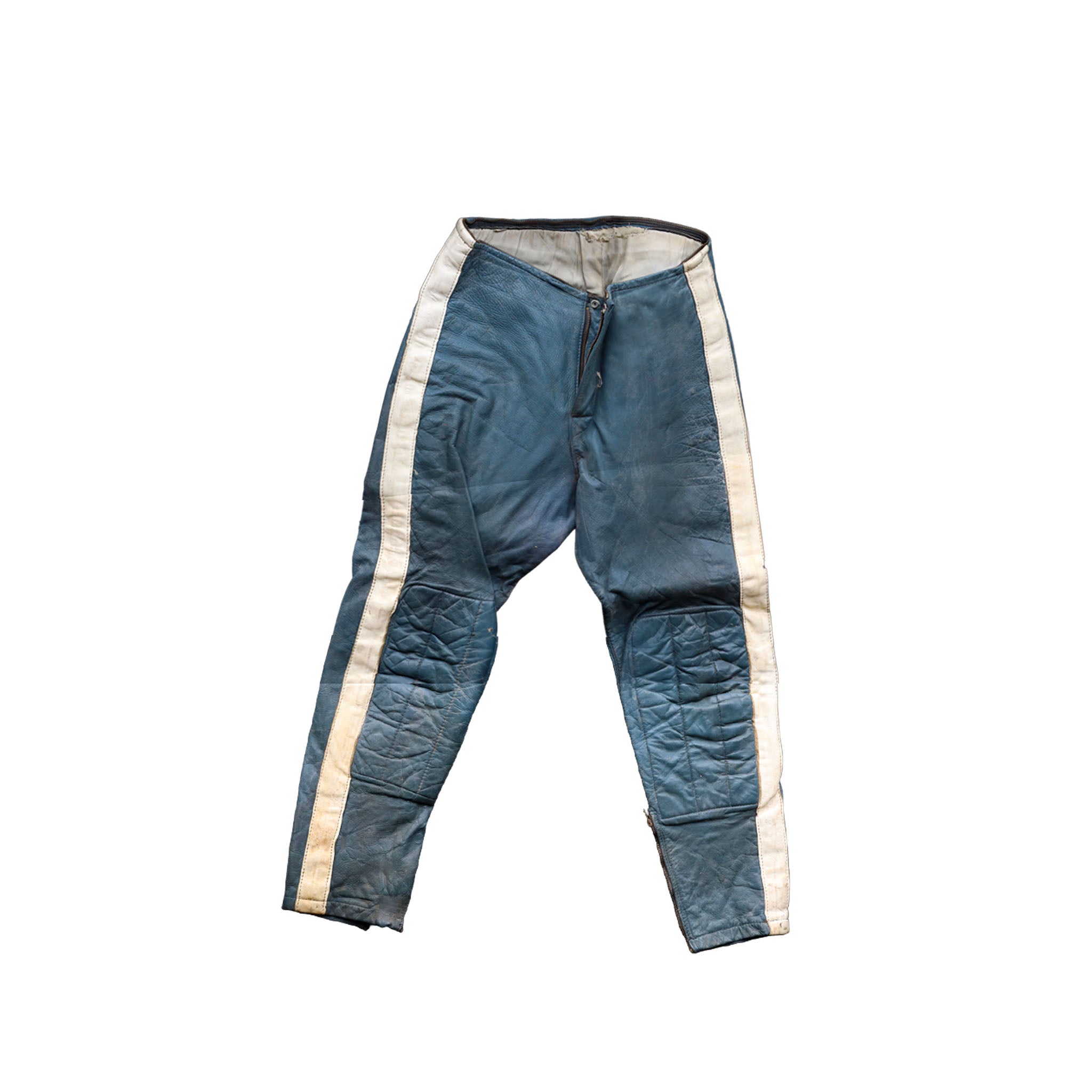 Blue and White Bates Racing Leather Set