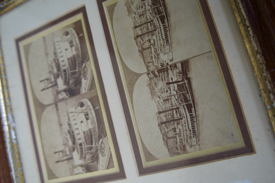 Framed Steam Boat Stereo Cards