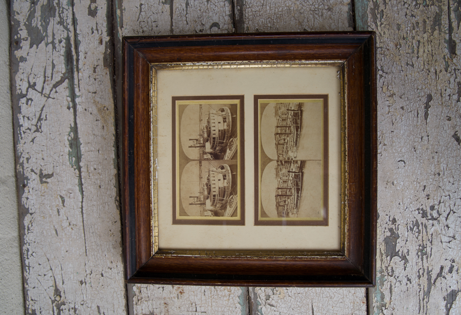 Framed Steam Boat Stereo Cards